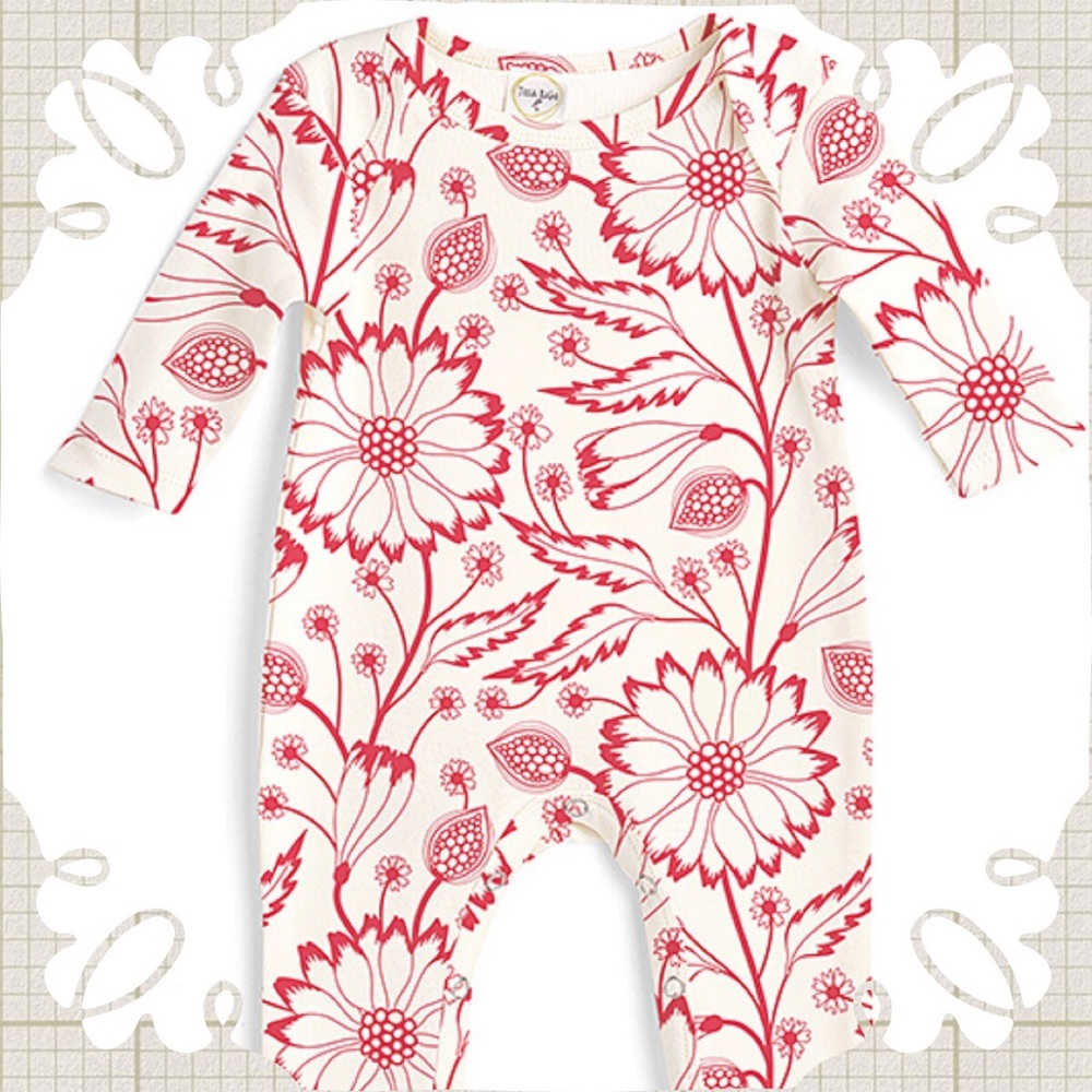 ▪️Red Floral Newborn Playsuit
